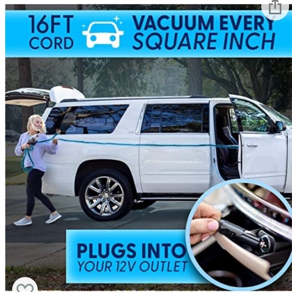 Car Vacuum Cleaner 12V Portable 16 Ft Cord Bag Detail Travel RV college student - Picture 2 of 5